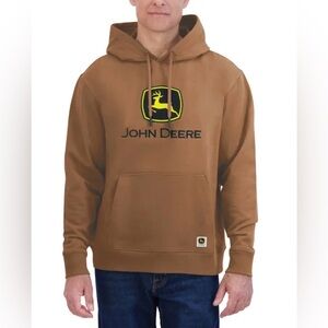 John Deere Men's Fleece Embroidered Hoodie - Bronze - Size Large - NWT